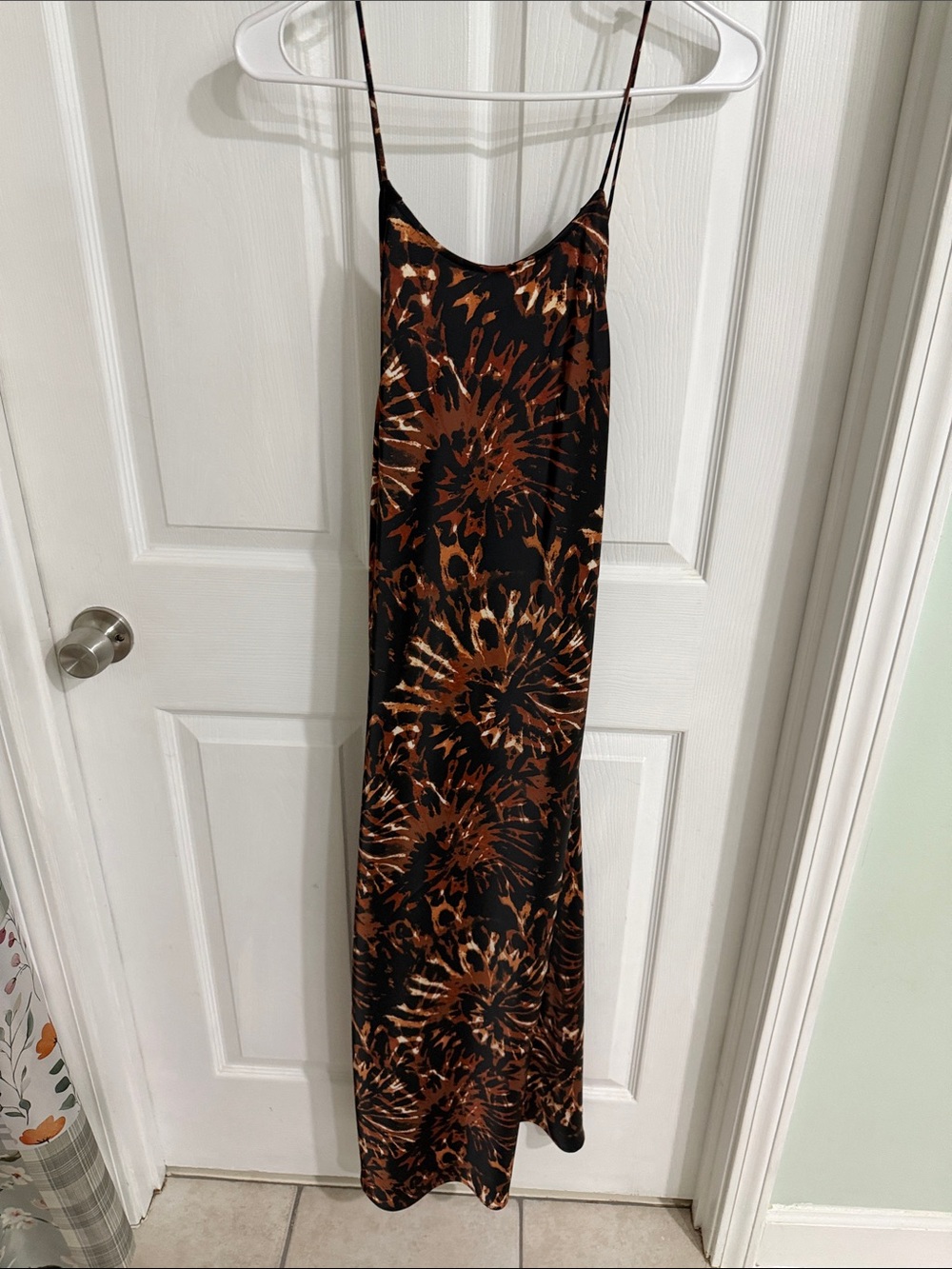 Banana Republic Black and Brown Tie-Dye Maxi Slip Dress NWOT